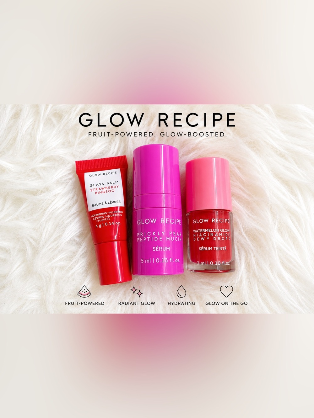 Glow Recipe Mini Bundle โ Prickly Pear Serum, Dewy Flush & Glass Balm โ NEW